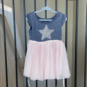 Zunie Star Embellished Dress with Pink Tulle Skirt size 2T
